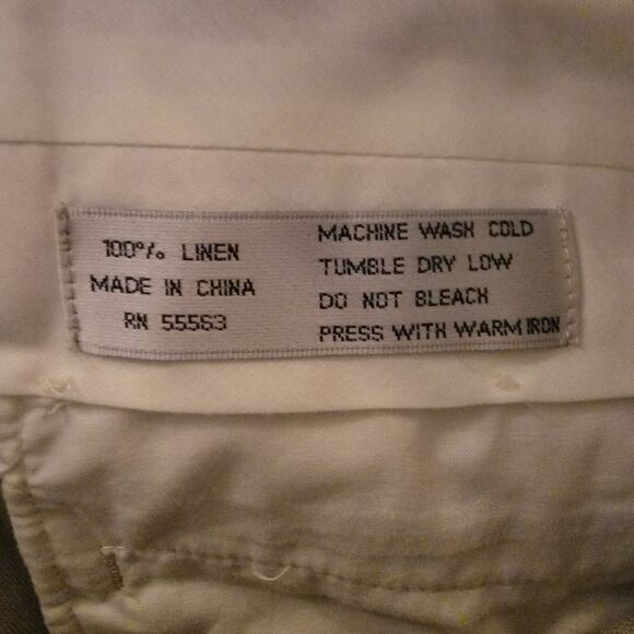 Cordovan & Grey Mens‎ Pleated Cuffed Linen Pants SIZE 36 X 30 Beige Tan - Picture 4 of 7